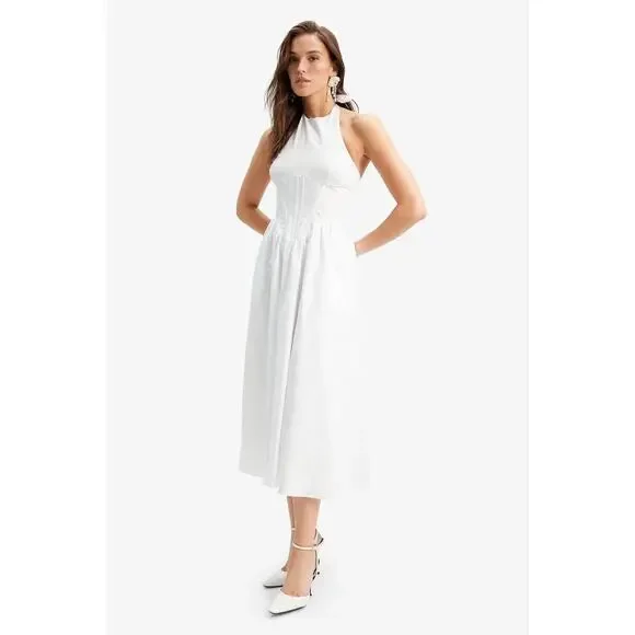 knee length dresses for ladies Stylish Midi Dress with Slit | Sexy Side Slit Dress main image 0